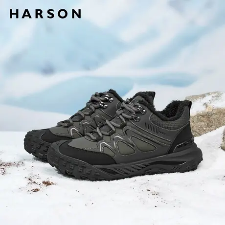 哈森冬季男鞋东北户外棉鞋男2025新款雪地棉靴男士真皮加绒短靴子商品大图