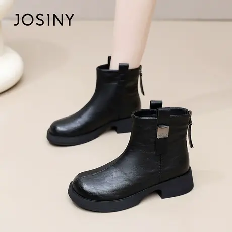 卓诗尼2025秋冬新款厚底马丁靴女时尚舒适百搭气质英伦风加绒短靴图片