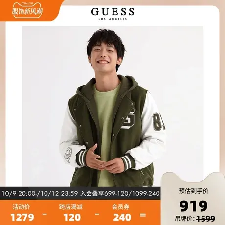 GUESS23年新款秋男士复古夹克休闲连帽棒球服外套-X3BL03WEAP0商品大图