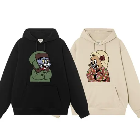 猫和老鼠恶搞东北大花袄绿大衣不一样的情侣装卫衣连帽高级感小众商品大图