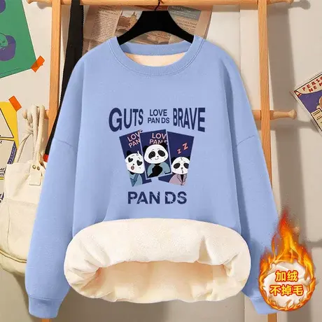 圆领卫衣女加绒加厚2023年冬季女装新款小个子学生秋冬外套上衣服商品大图