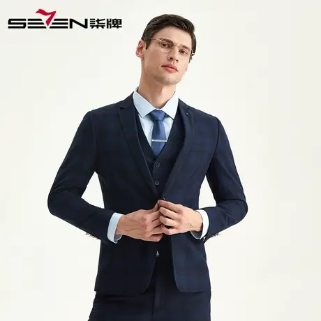 柒牌男装清仓西服套装男士三件套修身职业正装商务休闲时尚礼服商品大图