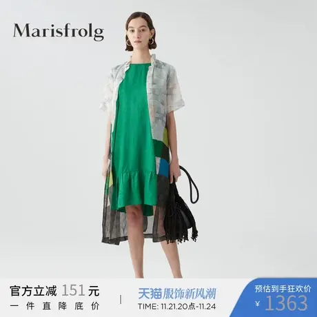 【重磅真丝】玛丝菲尔桑蚕丝夏季新款中长款真丝风衣外套女商品大图