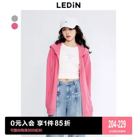 [预]乐町简约休闲运动外套厚板印花上衣2023秋冬新品宽松卫衣外套图片