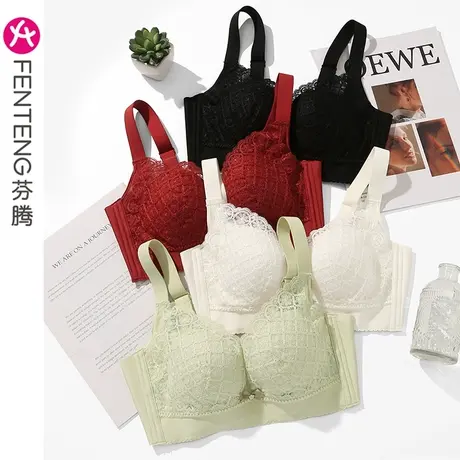 芬腾内衣女聚拢上托防下垂收副乳大胸显小薄款透气无钢圈少女文胸图片