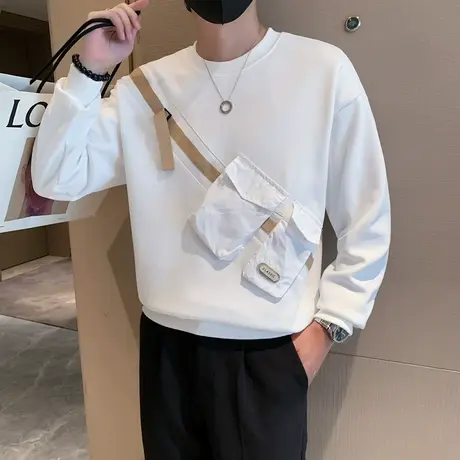 2023新款秋季卫衣男个性立体口袋拼接网红青少年宽松休闲体恤上衣商品大图