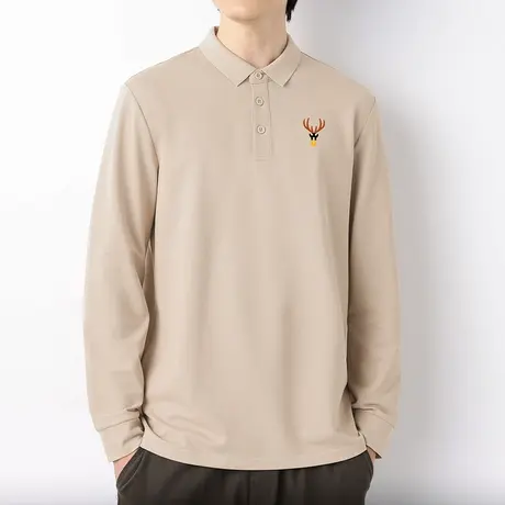 珠地棉polo衫翻领t恤男长袖2024新款春秋潮流保罗打底衫有领体恤图片