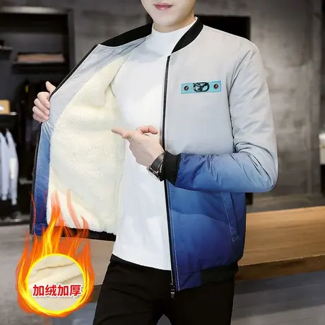 外套男秋冬季2023新款韩版潮流帅气学生加绒加厚夹克男保暖上衣服商品大图
