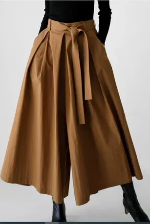 时尚百搭新款女士阔腿裤宽松大码系带裤子直筒显瘦大裤腿休闲长裤图片