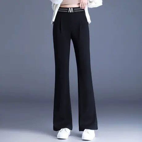 加绒加厚喇叭裤女秋冬微喇裤子高腰显瘦中年女裤冬季休闲裤妈妈裤商品大图