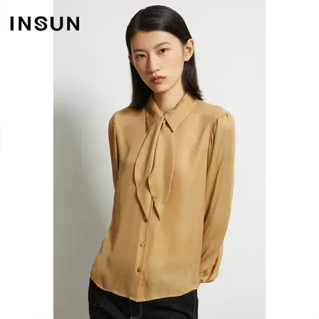 INSUN恩裳奥莱秋季轻薄桑蚕丝真丝衬衫图片