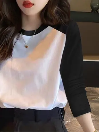 仿棉长袖t恤女2023新款春秋季薄款时尚洋气时髦内搭打底衫上衣服图片