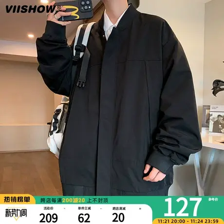 VIISHOW外套男春秋季日系复古休闲工装宽松潮牌飞行员夹克棒球服商品大图
