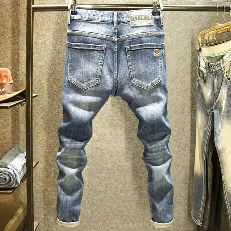 高端水洗弹力牛仔裤男款修身小直筒裤子复古休闲春季长裤2024新款商品大图