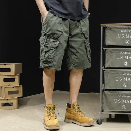工装短裤男夏季潮牌5分男裤多口袋军绿裤子2024新款男士五分裤夏商品大图