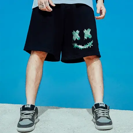 国潮男裤胖子纯棉宽松加肥加大码潮牌休闲中裤运动五分裤情侣短裤商品大图