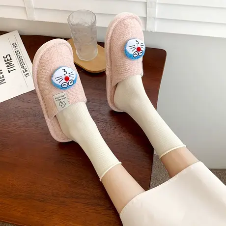 ins可爱叮当猫卡通家居拖鞋女秋冬包头包头舒适防滑学生棉拖鞋女商品大图