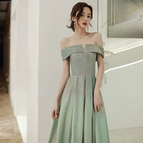 礼服裙子女平时可穿宴会气质小个子主持短款优雅显瘦星空渐变梦幻图片