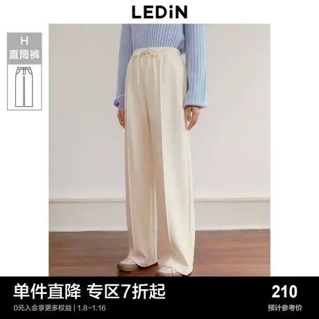 【莫代尔】乐町垂感阔腿裤中腰百搭2023年新款裤子柔软显瘦休闲裤商品大图