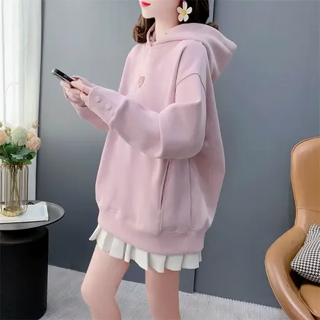 设计感爱心连帽卫衣女春季2024年新款宽松洋气减龄休闲小个子上衣图片