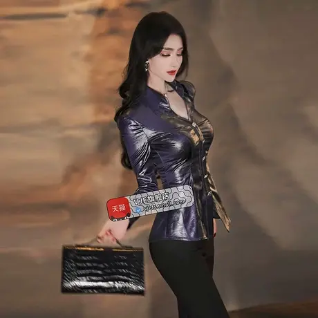 VJE早春气质减龄肌理感修身衬衫新款翻领女人味百搭长袖上衣商品大图