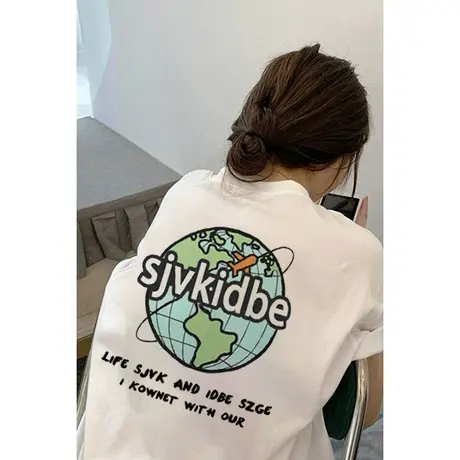 重磅纯棉白色短袖t恤女ins潮夏季宽松oversize小众设计感半袖上衣商品大图