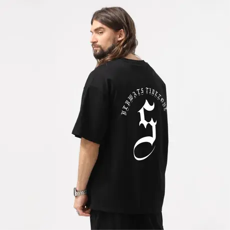 Ohlyah时尚潮流百搭高街重磅男女同款短袖T恤青少年宽松大码半袖图片