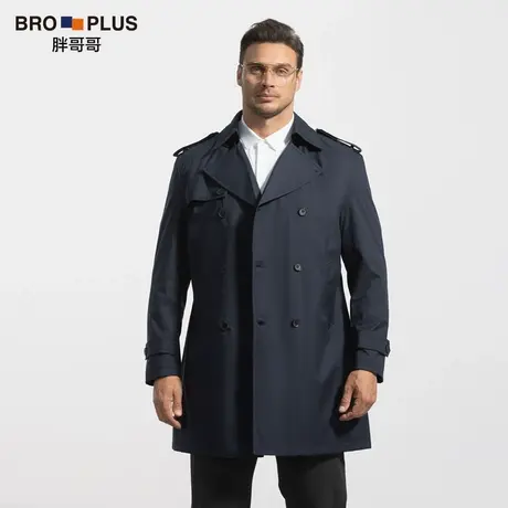 胖哥哥大码男装中长款男士风衣宽松简约商务绅士胖子外套男秋季款图片