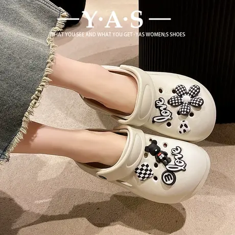 超火厚底洞洞鞋女款外穿增高防滑防臭拖鞋女2024爆款医护专用夏款商品大图