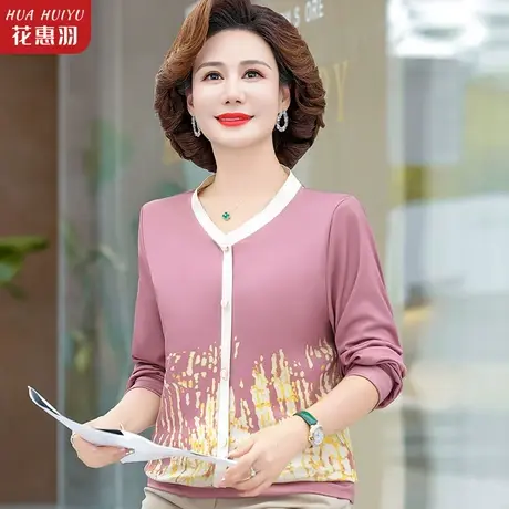 妈妈秋装时尚减龄上衣中年女士洋气薄款针织衫中老年春秋打底小衫图片