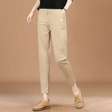 韩潮袭人松紧腰刺绣百搭休闲裤女2023秋装新款休闲显瘦哈伦长裤子图片