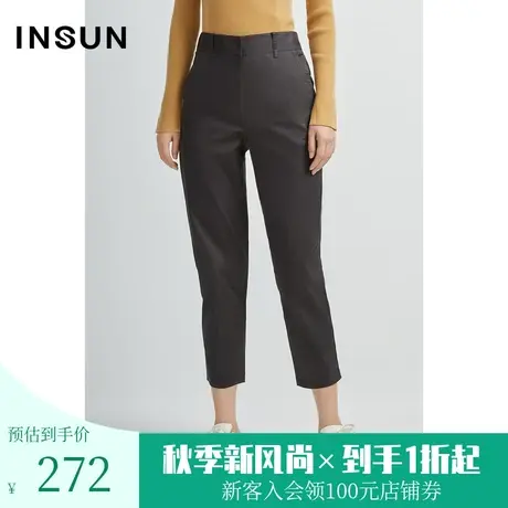 恩裳商场同款春秋冬经典时尚简约棉质小脚宽松直筒休闲裤女图片