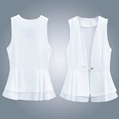 2022年夏季新款女士雪纺马甲遮肚短款无袖背心外搭马夹小坎肩外穿图片