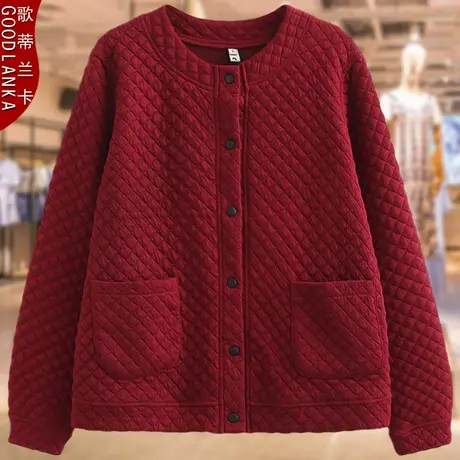 中年胖妈妈夹棉外套加肥加大码女装春装洋气时尚40-50岁夹克200斤商品大图