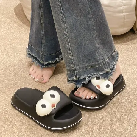 可爱大眼睛凉拖鞋女外穿夏季室内居家踩屎感厚底浴室洗澡防滑拖鞋图片