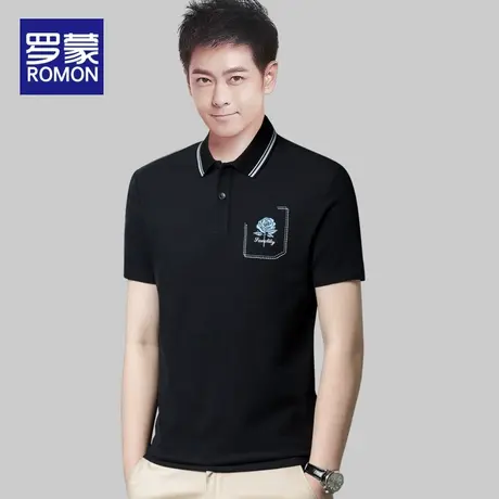 罗蒙短袖Polo衫男2023夏季新款翻领纯色T恤男士商务休闲宽松上衣图片