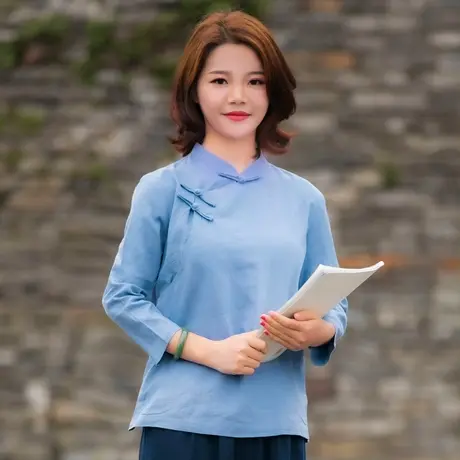 筠雅中式唐装上衣旗袍上衣汉服修身显瘦禅意文艺茶服民国风女装商品大图