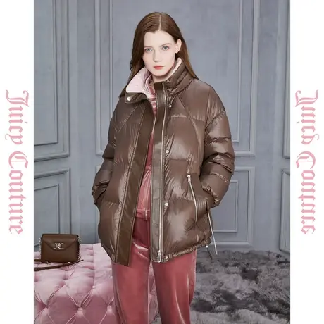 Juicy Couture橘滋2023新款草莓巧克力撞色拼接女品牌羽绒服反季商品大图