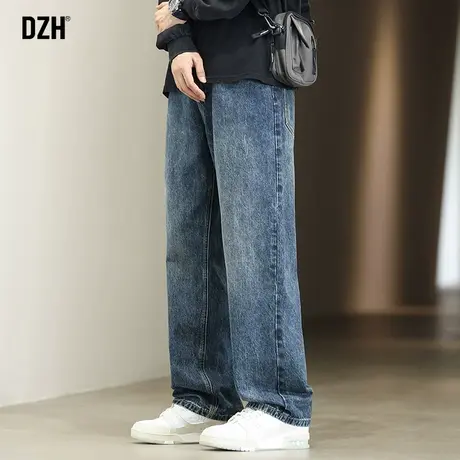 男士宽松直筒牛仔裤男春秋款2023年新款休闲长裤蓝色裤子美式高街商品大图