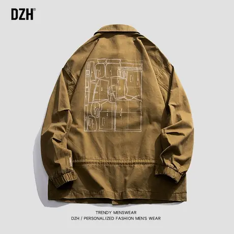 美式秋季夹克外套男2023新款痞帅高级感男士外套大码男装工装上衣商品大图