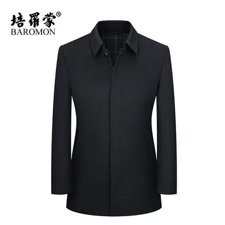 【羊绒夹克衫】BAROMON/培罗蒙中年男士翻领爸爸装保暖羊毛外套图片