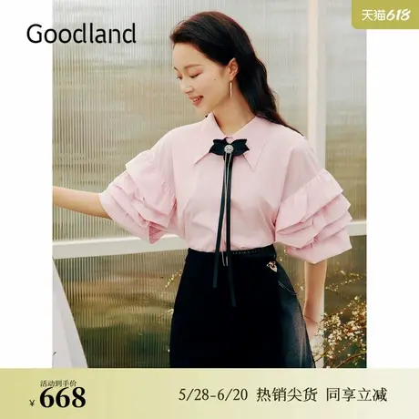【醋酸系列】Goodland美地夏季法式设计感泡泡袖轻衬衫商品大图