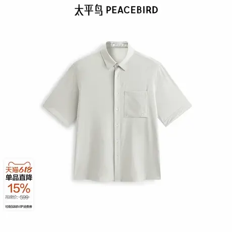 【商场同款】太平鸟男装衬衫25夏季新款口袋提花短袖 B1CCF2401 &商品大图