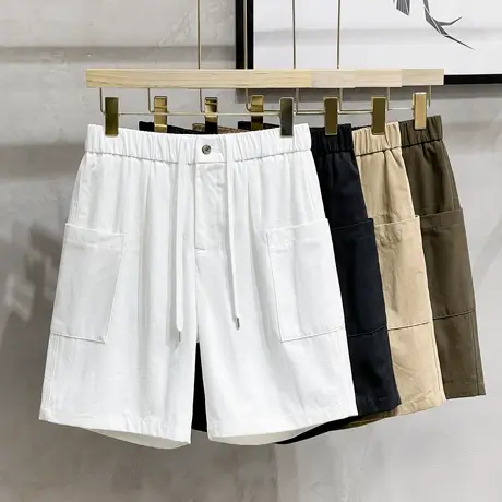 纯棉卡其色休闲短裤男运动宽松夏季美式高街工装男生潮牌五分裤子商品大图