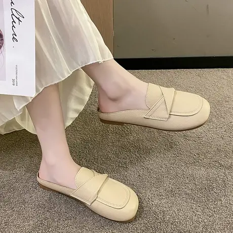 休闲懒人小众软底软面半拖鞋女外穿2025年夏季新款无后跟凉拖鞋女图片