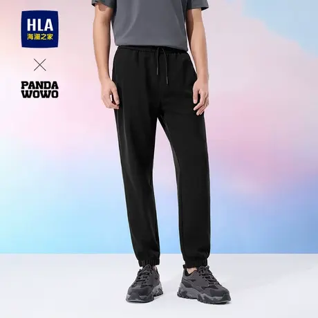 HLA/海澜之家panda wowo熊猫休闲裤2025春夏新款松紧腰窄脚裤子男商品大图