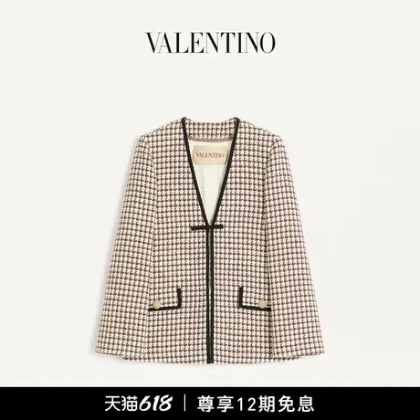 [早秋新品]华伦天奴VALENTINO女士 PIED DE POULE 浅色花呢夹克图片