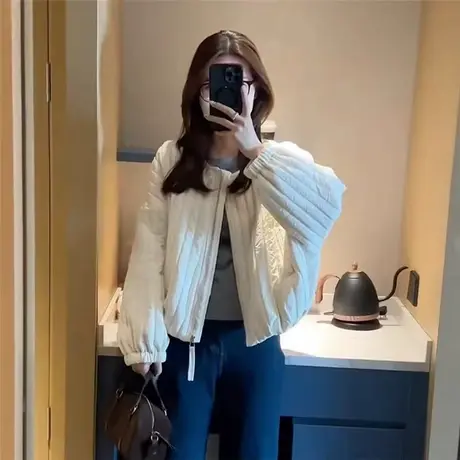 韩版薄款棉衣棉服女短款小个子秋冬休闲宽松外套夹棉夹克衫上衣女商品大图