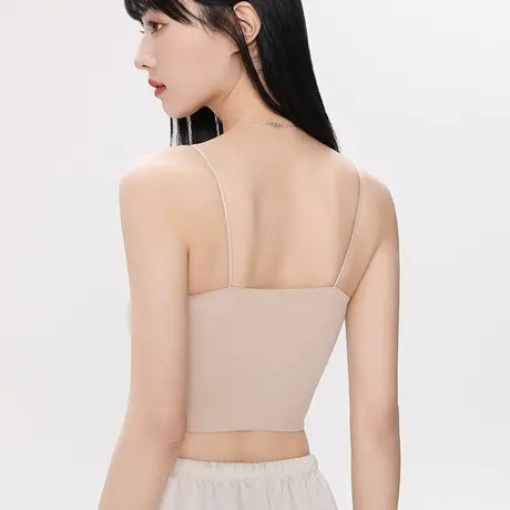 女美背细肩带桑蚕丝抹胸文胸无痕一片式带胸垫真丝内衣吊带小背心图片