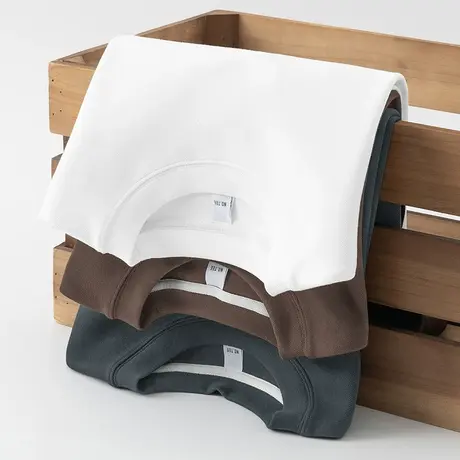 350g重磅卫衣男生圆领长袖t恤珠地空气层纯色白色无帽上衣服潮流商品大图